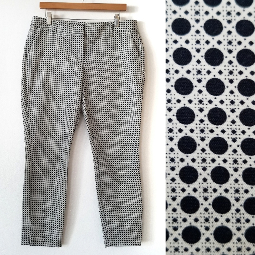 Adrienne Vittadini Career Pants Straight Leg Business Casual Navy White